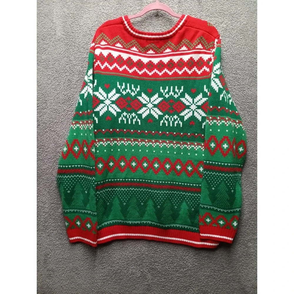 Holiday Time‎ Men's 2XL Ugly Christmas Sweater Cow Gift Box Green Red Acrylic